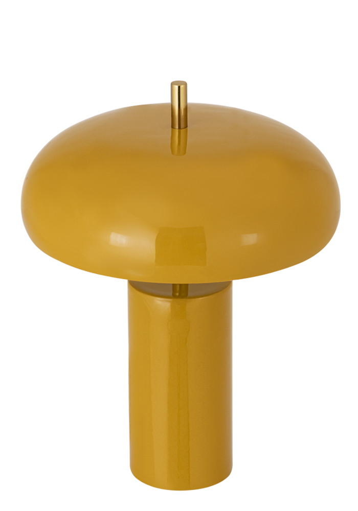 Lex 40cm Gul bordlampe Fra Alde & Lind - Lex er en moderne bordlampe i metal med en sennepsgul farve og en højglans, emaljelignende finish.