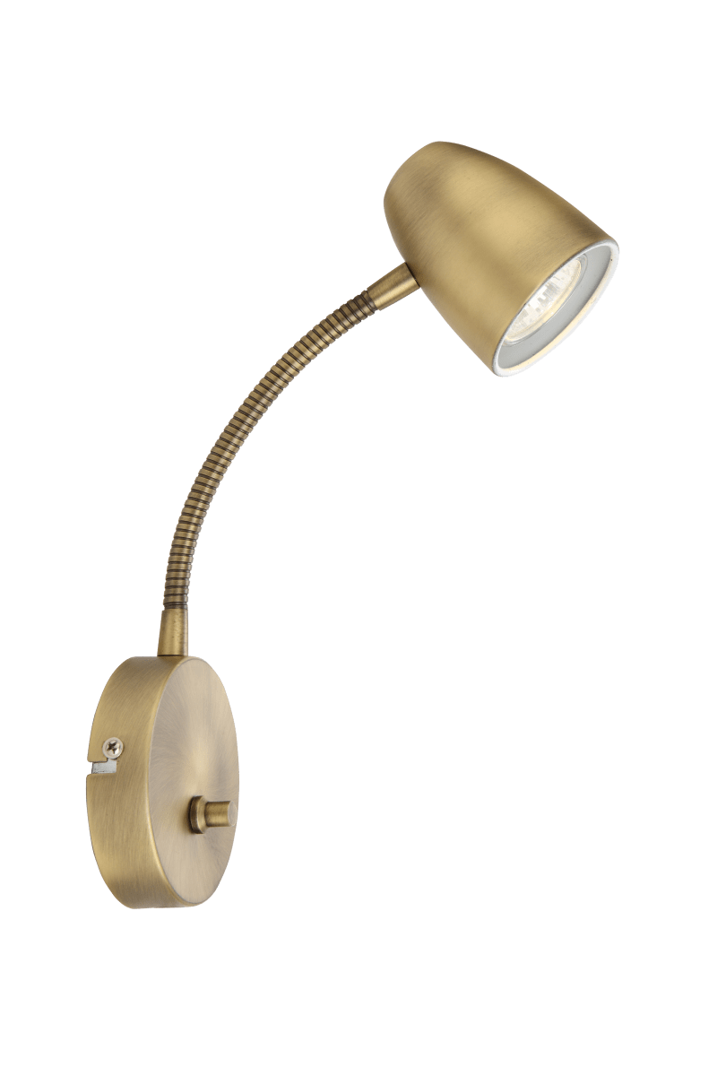 Sandnes Antik læselampe Fra Aneta Lighting - Sandnes er den optimale sengelampe, der er nem at justere i begge retninger med en fleksibel samling og lysstyrke med sin lysdæmper.