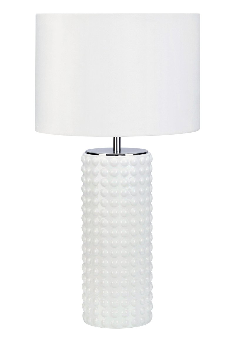 Proud 65cm Hvid bordlampe Fra Markslöjd - Den storsl&aring;ede Proud bordlampe er et rigtigt m&oslash;bel med sin h&oslash;je, sprudlende glasfod og elegante tekstilsk&aelig;rm.