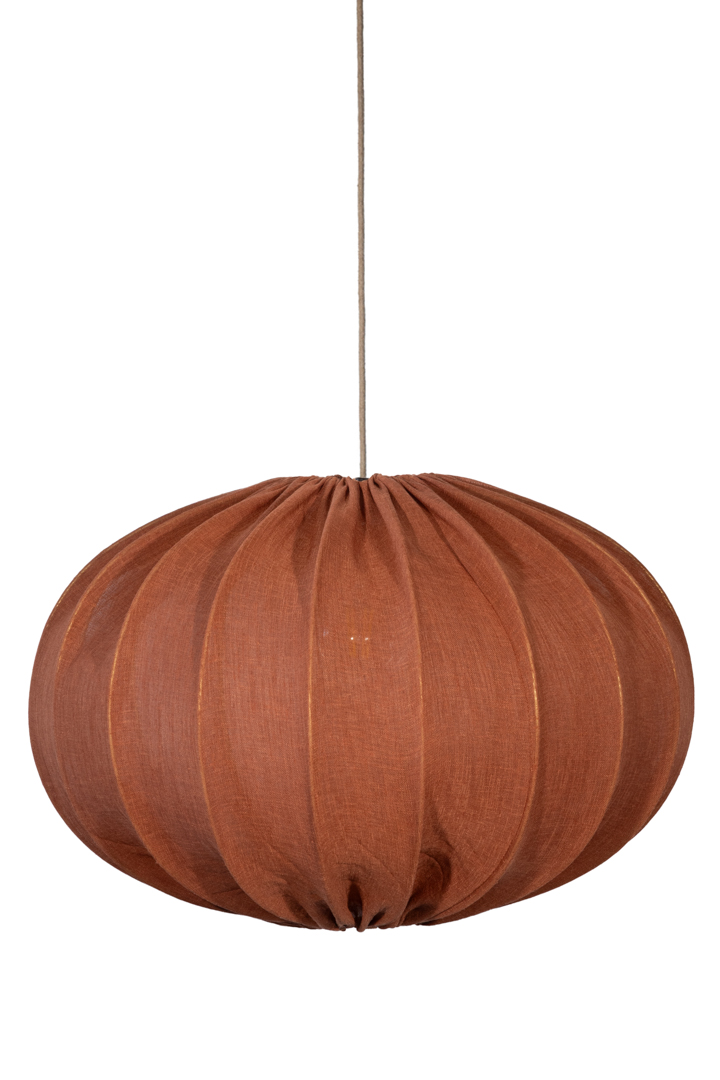 Moon Skærm Ekskl. Ophæng Ø78 Rust loftslampe Fra Alde & Lind - Moon er en rund loftslampeskærm med metalramme og stof i en varm rustfarve.
