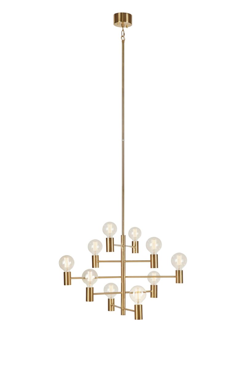 Paris Ø73 Messing loftslampe Fra Markslöjd - Paris er en iøjnefaldende loftslampe med sine 10 lamper i messingfarvet børstet stål, som giver et trendy og moderne præg.