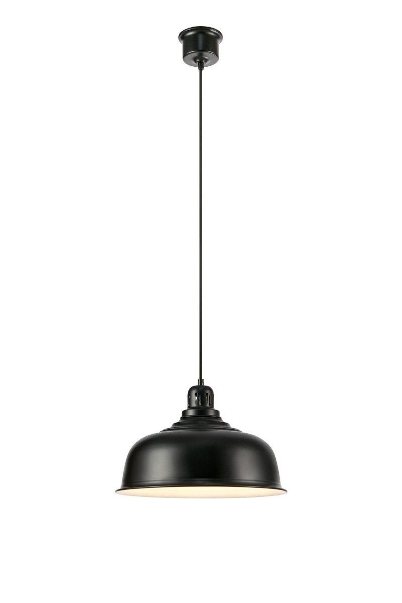 Port Ø37 Sort loftslampe Fra Markslöjd - Lampen h&aelig;nger i en sort tekstilledning, der giver et elegant touch.