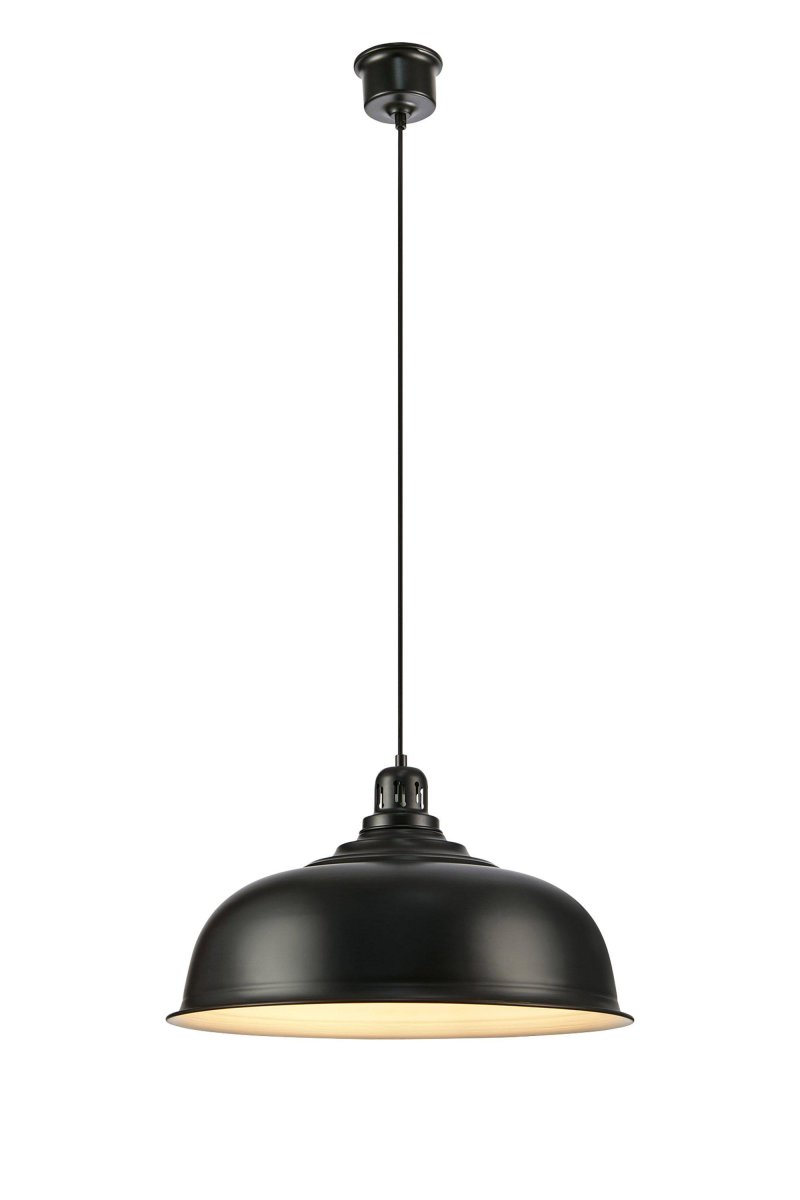Port Ø50 Sort loftslampe Fra Markslöjd - Lampen h&aelig;nger i en sort tekstilledning, der giver et elegant touch.