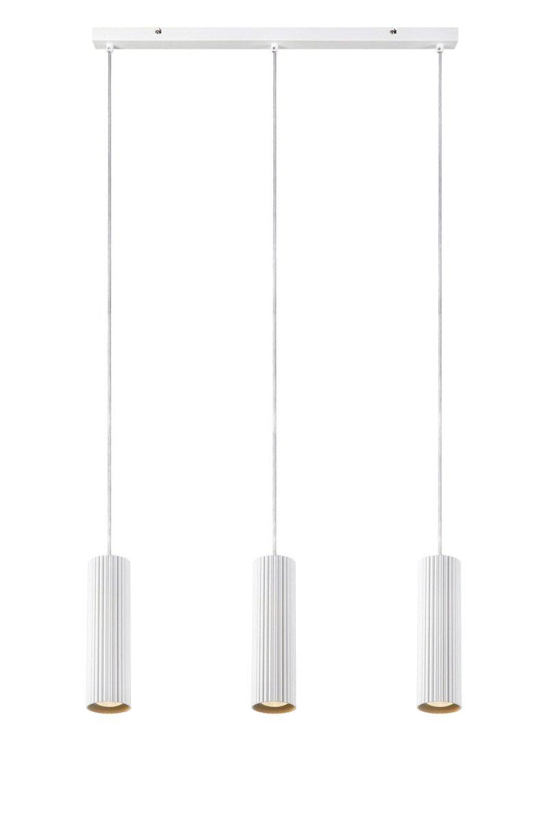 Costilla 68cm Hvid loftslampe Fra Markslöjd - Diskret riflede skærme i metal, der hænger på; række i gennemsigtige kabler på 1,5 m.