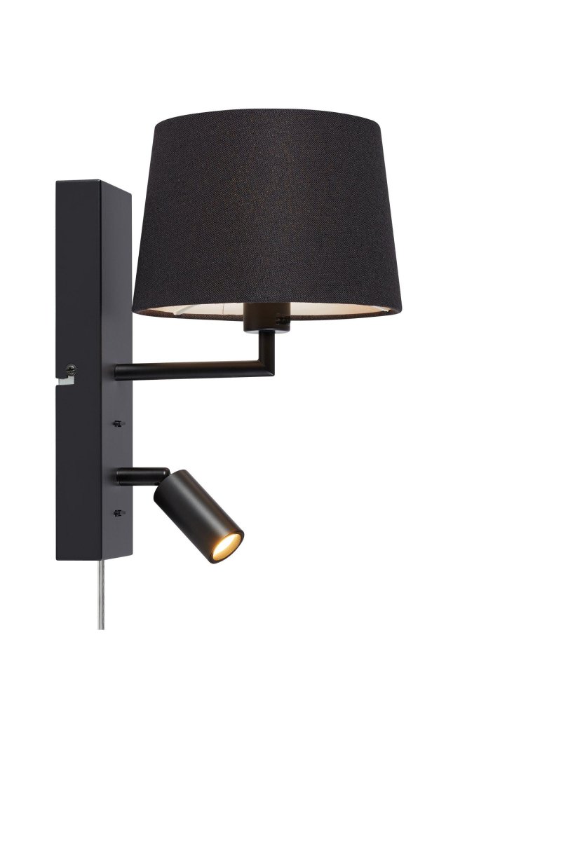 Como Sort læselampe Fra Markslöjd - Lampen har en fod i sort metal, et vinkeljusterbart spyd til studiebelysning og en st&oslash;rre lampesk&aelig;rm til hyggebelysning.