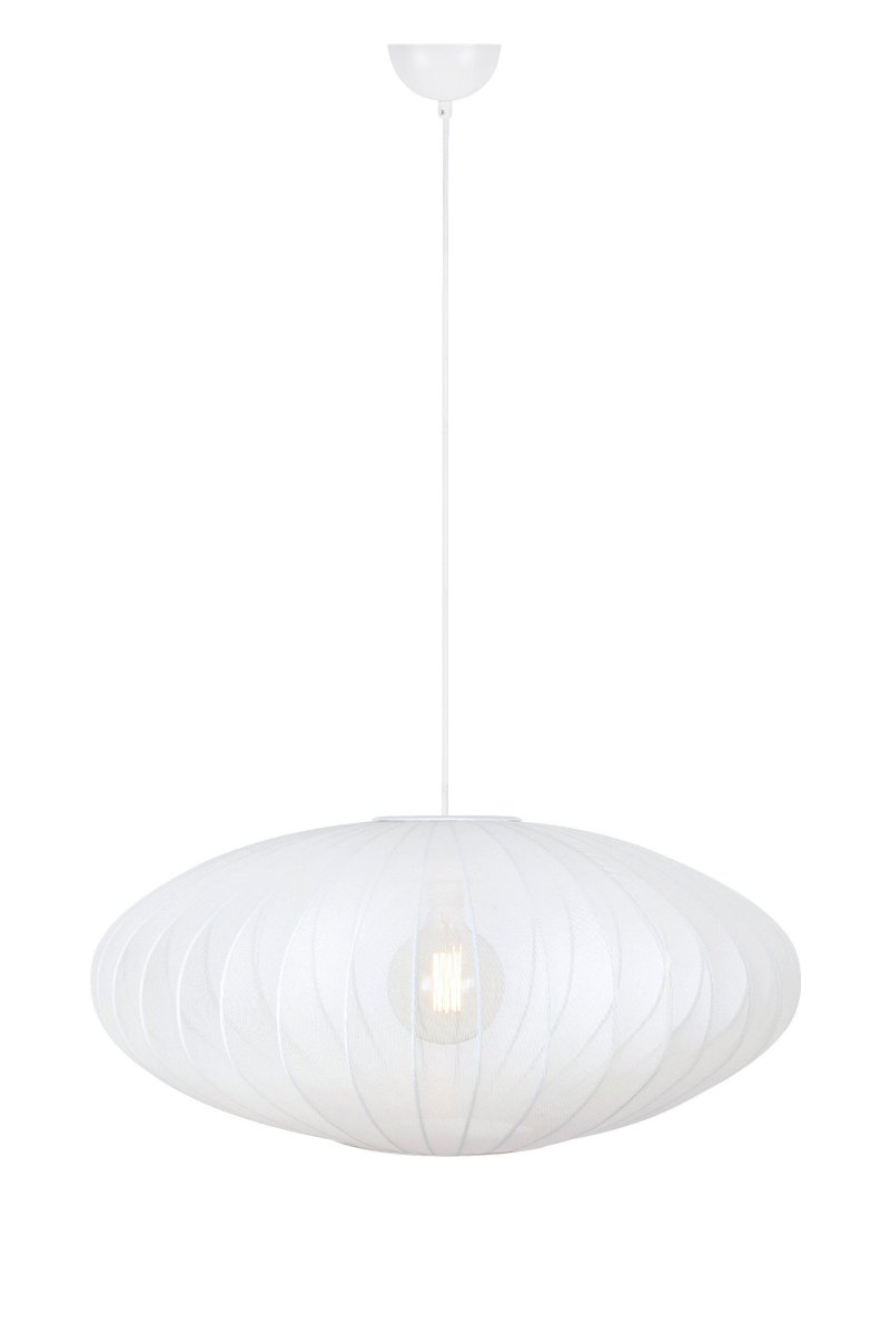 Florence Ø75 Hvid loftslampe Fra Markslöjd - Florence er en stilfuld og stor oval loftslampe med en hvid tekstilsk&aelig;rm, der spreder et behageligt generelt lys.