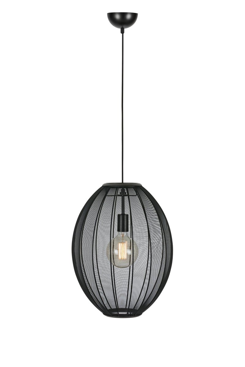 Florence Ø40 Sort loftslampe Fra Markslöjd - Florence er en stilfuld loftslampe med et ovalt design og sort tekstilsk&aelig;rm, der giver et bl&oslash;dt og behageligt lys.