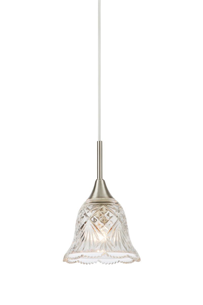 Luna Ø14 Gennemsigtig/stål vindueslampe Fra Markslöjd - Vindueslampe i transparent glas med fine detaljer i satin nikkelfinish og en dekorativ, blødt buet form i bunden - et romantisk design, der skaber en varm og imødekommende følelse i vinduet eller et lille hjørne.