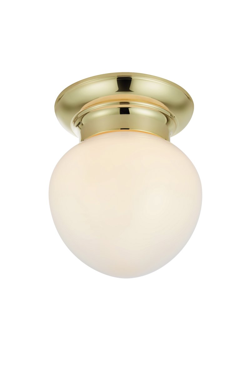 Ronda Ø20 Messing badeværelseslampe Fra Markslöjd - Loftlampe i &aring;rhundredeskiftestil, egnet til badev&aelig;relser (IP44), med messingbase og hvid glassk&aelig;rm.