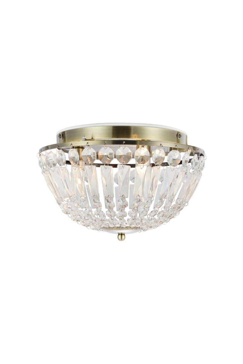 Estelle Ø30 Antik messing badeværelseslampe Fra Markslöjd - Elegant loftlampe til badev&aelig;relset i &aring;rhundredeskiftets stil med en antik messingramme og dekorative klare prismer, der spreder lyset p&aring; en effektiv m&aring;de.