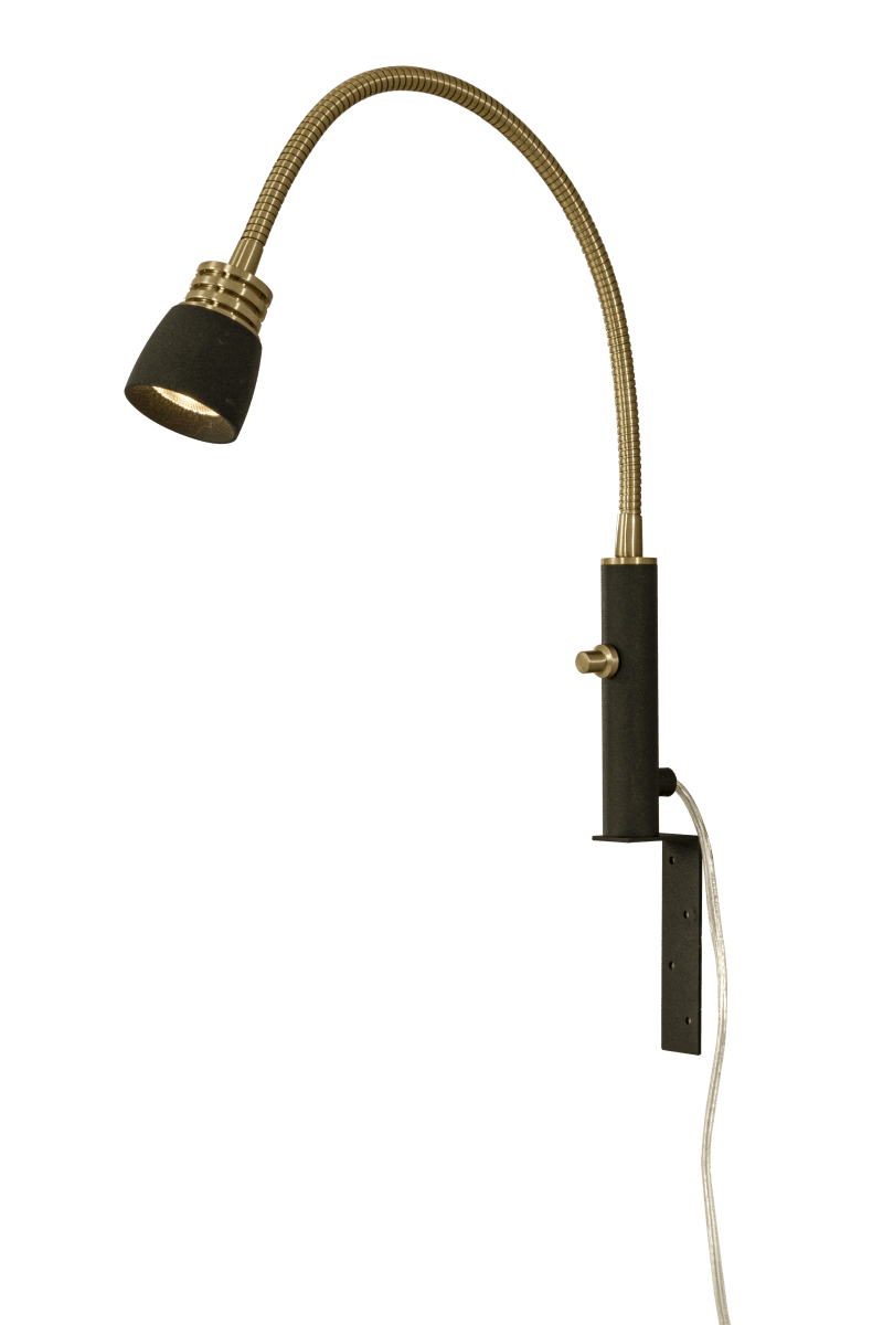 Eketorp Sort læselampe Fra Aneta Lighting - Justerbar arm med integreret 3W LED, der giver behageligt varmt hvidt lys og kan dæmpes.