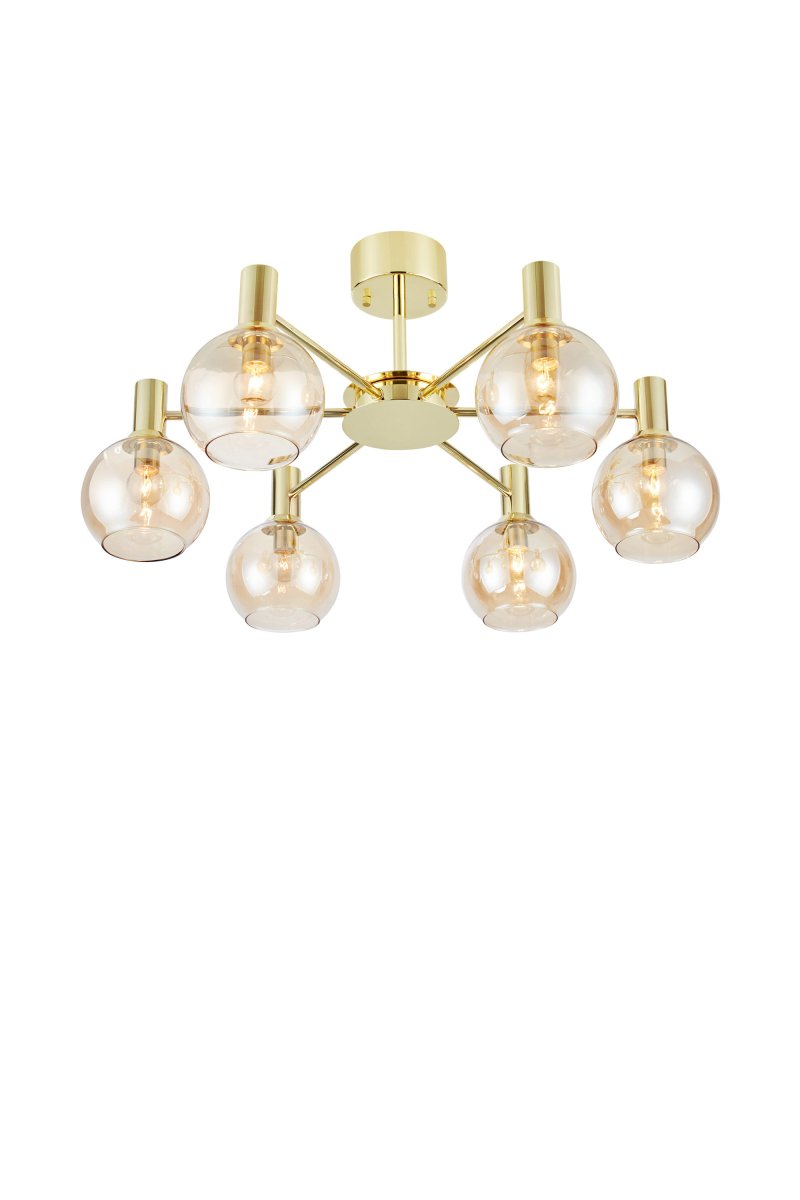 Ambra Ø75 Messing plafond Fra Markslöjd - Ambra er en stor og imponerende loftslampe med en ramme i messingfinish.