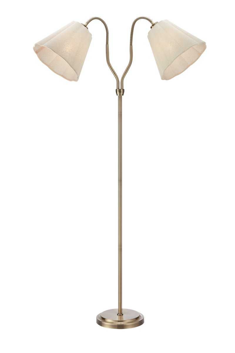 Veya 2 Antik messing gulvlampe Fra Markslöjd - Veya er en elegant gulvlampe med et tidl&oslash;st design og klassiske detaljer.