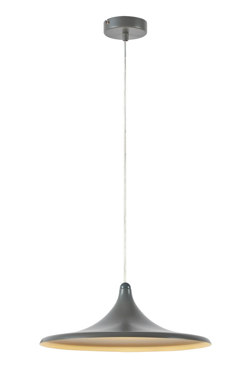 Beam Ø37 Grå loftslampe Fra Markslöjd - Beam er en stilfuld pendellampe i gr&aring;t metal med en bl&oslash;dt formet sk&aelig;rm og en diameter p&aring; 37 cm.