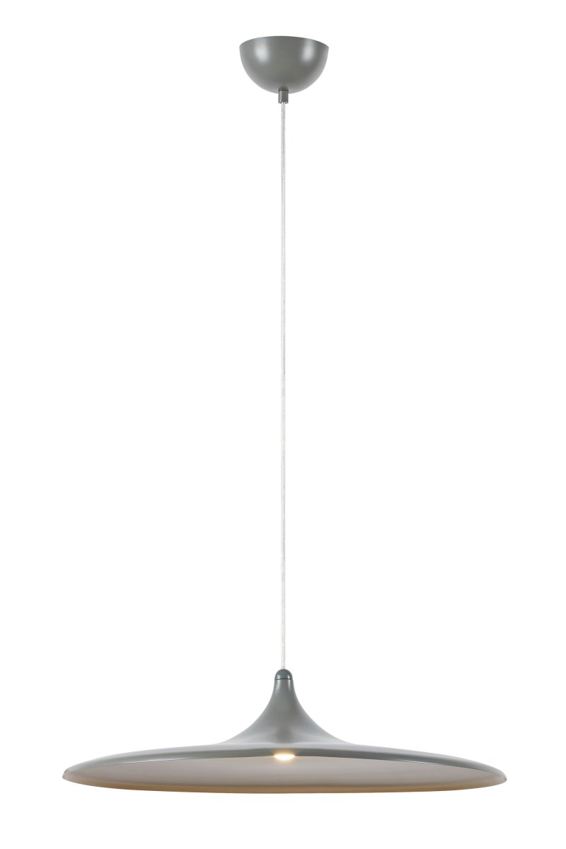 Beam Ø57 Grå loftslampe Fra Markslöjd - Beam er en stilfuld pendellampe i gr&aring;t metal med en bl&oslash;dt formet sk&aelig;rm og en diameter p&aring; 57 cm.