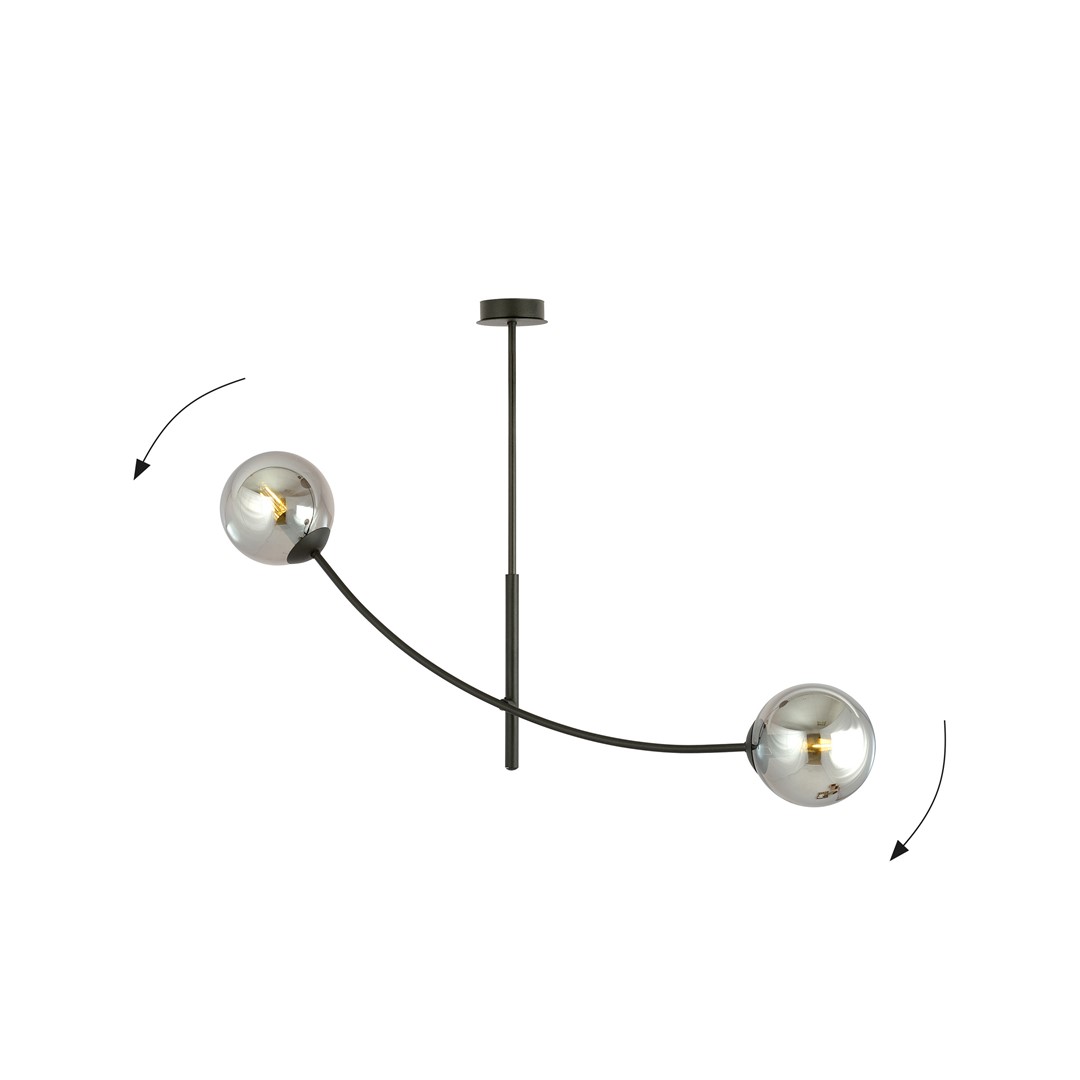 Hunter 83cm Sort/røget loftslampe Fra Emibig Lighting - Lampen ser s&aelig;rligt godt ud over et bord eller k&oslash;kkenbord, hvor den skaber en unik og indbydende atmosf&aelig;re.