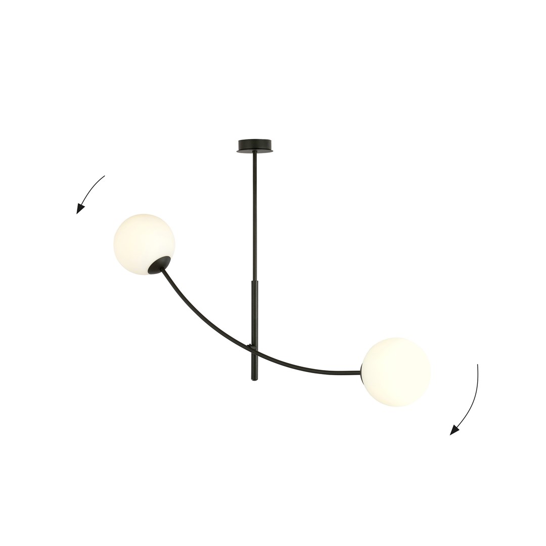 Hunter 83cm Sort og hvid loftslampe Fra Emibig Lighting - Lampen ser s&aelig;rligt godt ud over et bord eller k&oslash;kkenbord, hvor den skaber en unik og indbydende atmosf&aelig;re.