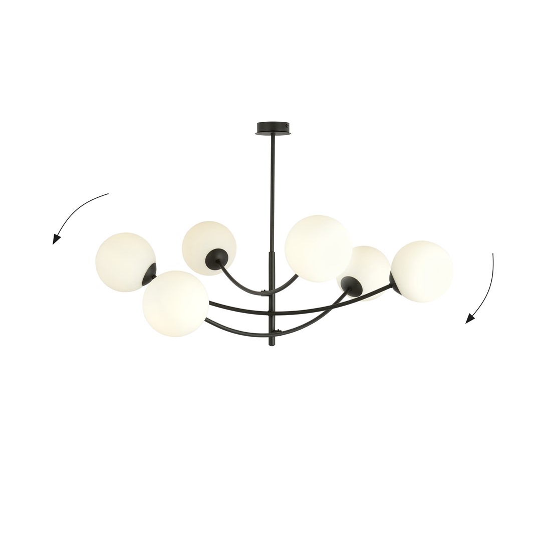 Hunter Ø90 Sort og hvid loftslampe Fra Emibig Lighting - Lampen ser s&aelig;rligt godt ud over et bord eller k&oslash;kkenbord, hvor den skaber en unik og indbydende atmosf&aelig;re.