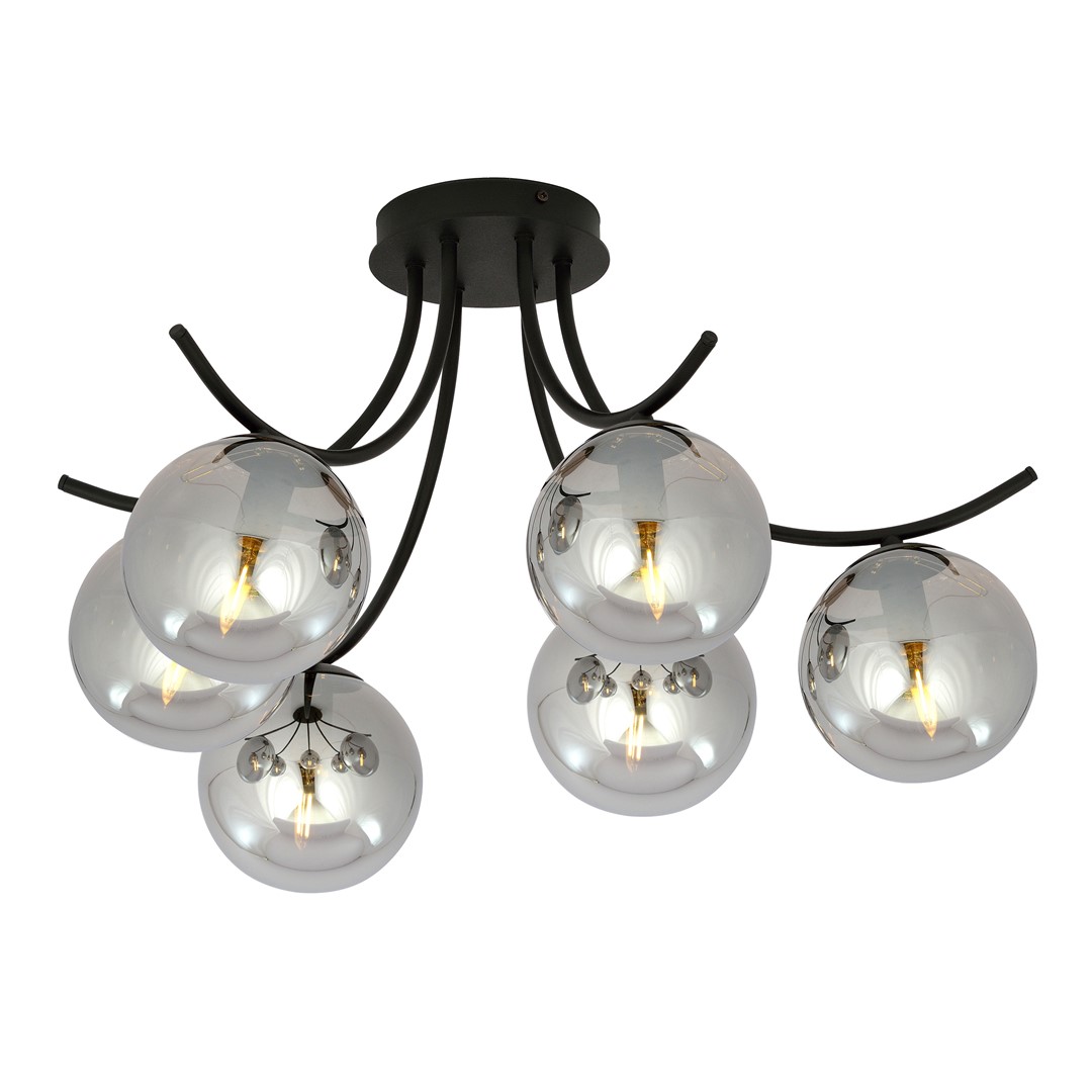 Boston Ø60 Sort/røget plafond Fra Emibig Lighting - Boston er en bedst s&aelig;lgende serie af moderne loftslamper, der passer perfekt ind i b&aring;de moderne og mere traditionelle interi&oslash;rer.