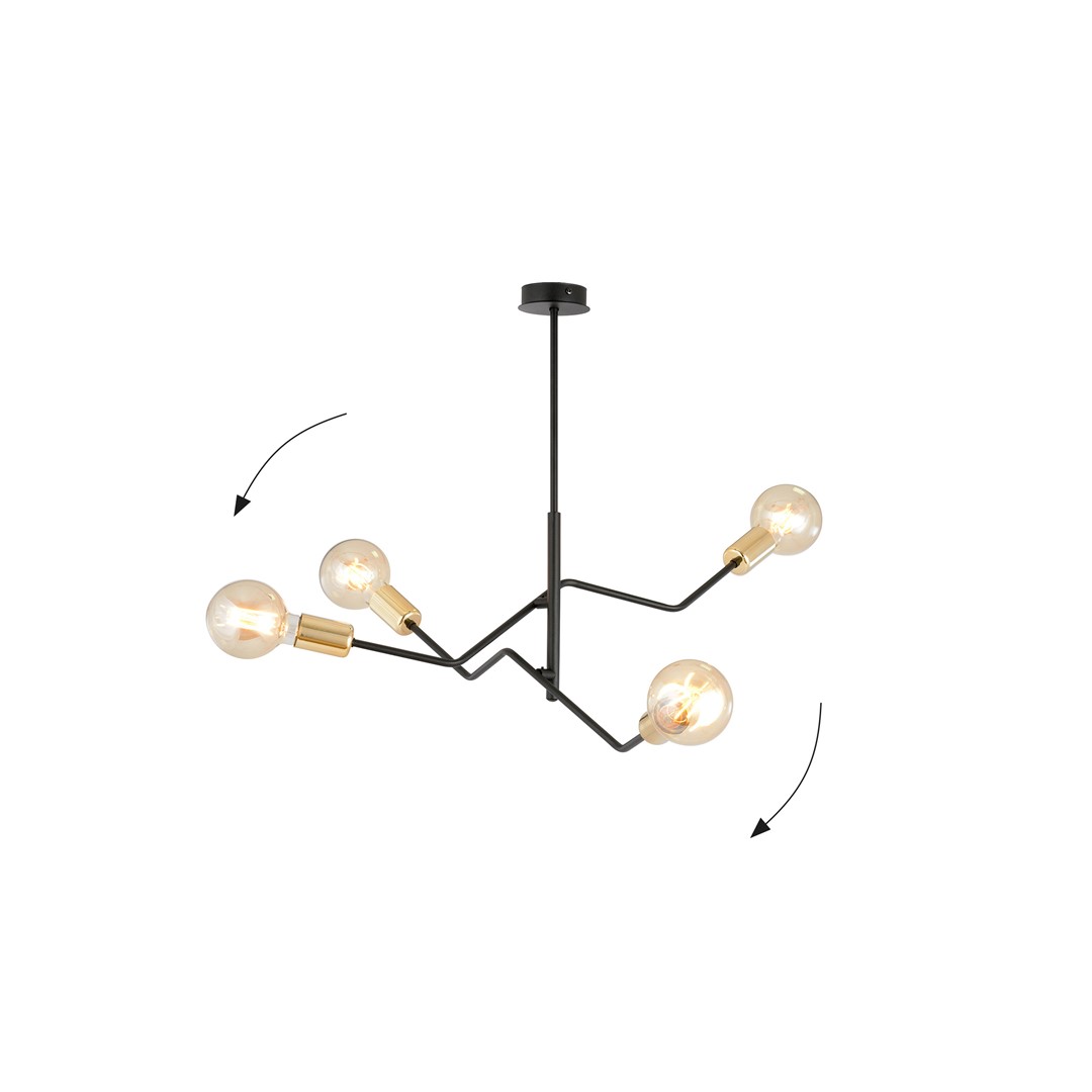 Bolt 66cm Sort loftslampe Fra Emibig Lighting - Den klassiske farvekombination &ndash; elegant sort og tidl&oslash;st guld &ndash; giver store muligheder for forskellige indretningsstile og passer godt ind i b&aring;de moderne og traditionelle milj&oslash;er.