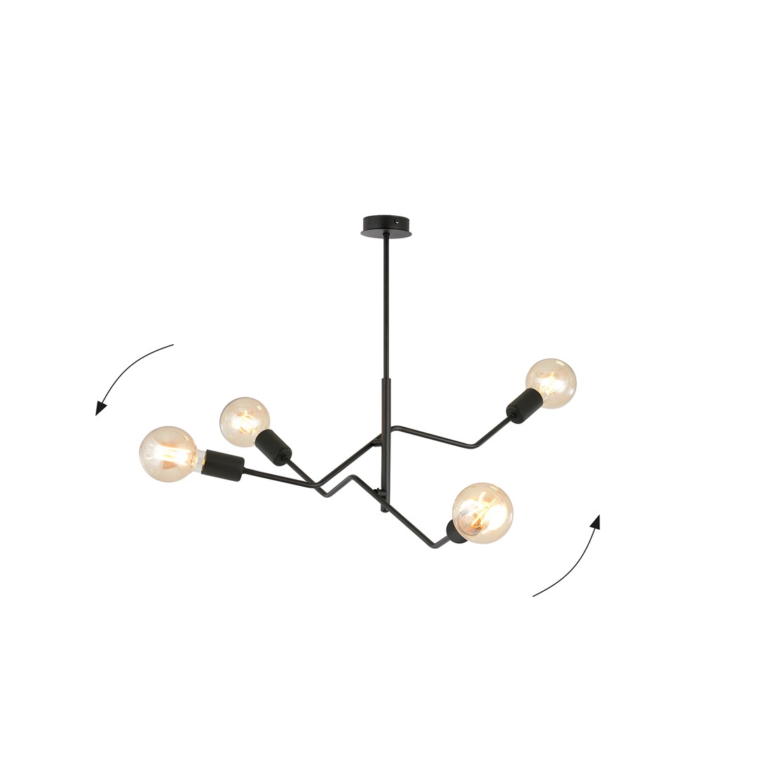 Frix 66cm Sort loftslampe Fra Emibig Lighting - Denne loftslampe passer perfekt ind i den elegante trend og imponerer med sin unikke form og originale design.