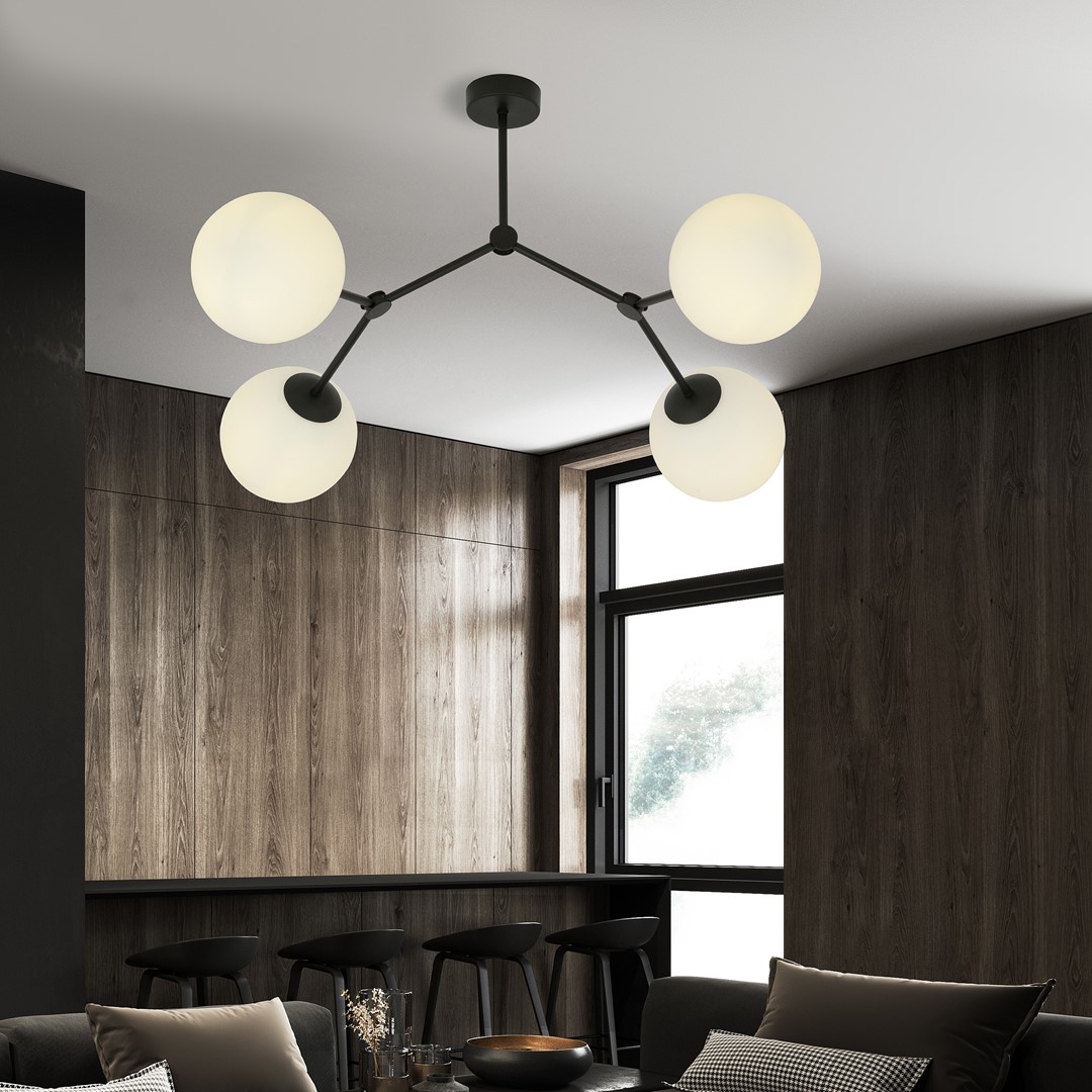 Space 80cm Hvid plafond Fra Emibig Lighting - Mellemrum &ndash; En loftslampe, der passer perfekt ind i den stilrene trend og imponerer med sin unikke form og karakteristiske design.