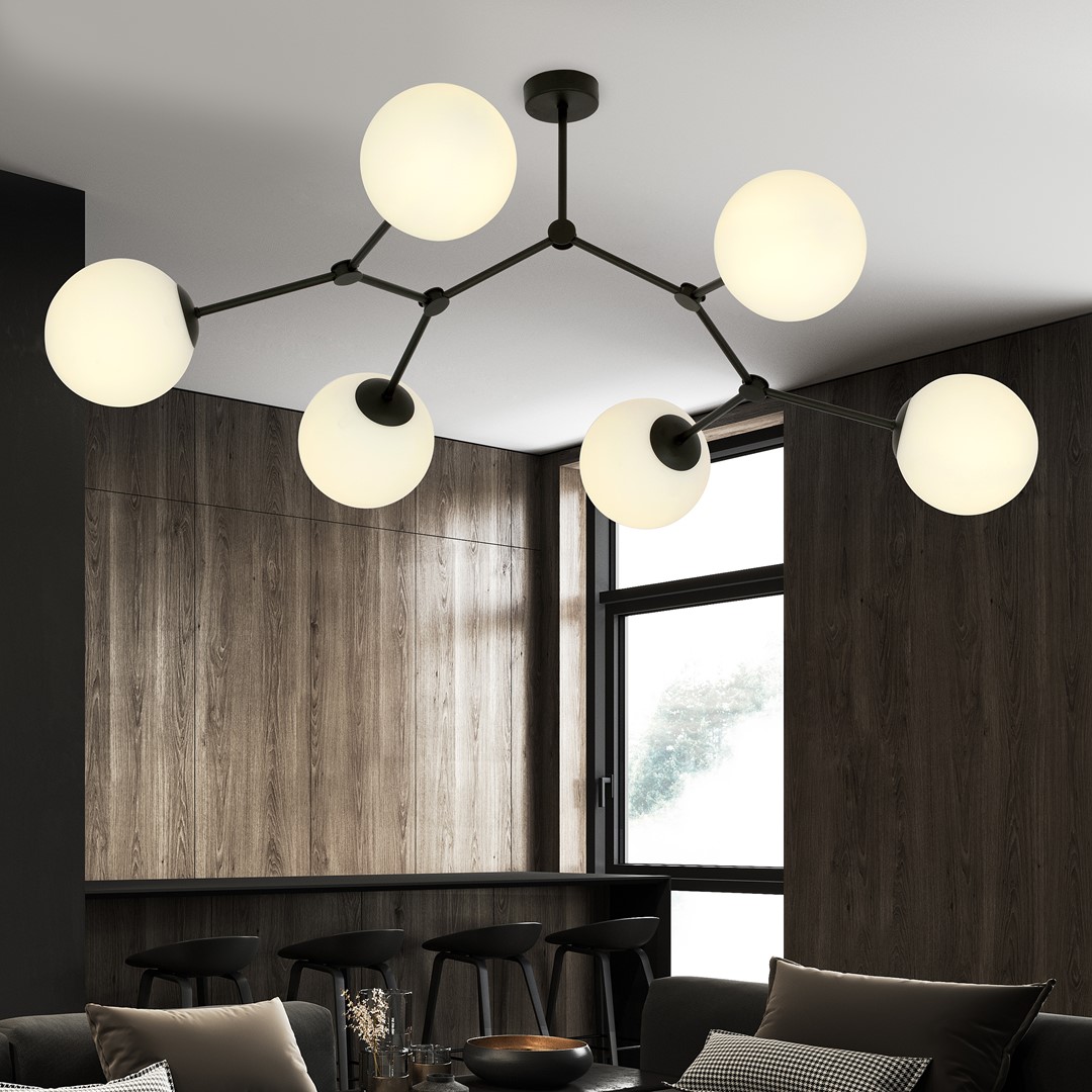 Space 108cm Hvid plafond Fra Emibig Lighting - Mellemrum &ndash; En loftslampe, der passer perfekt ind i den stilrene trend og imponerer med sin unikke form og karakteristiske design.