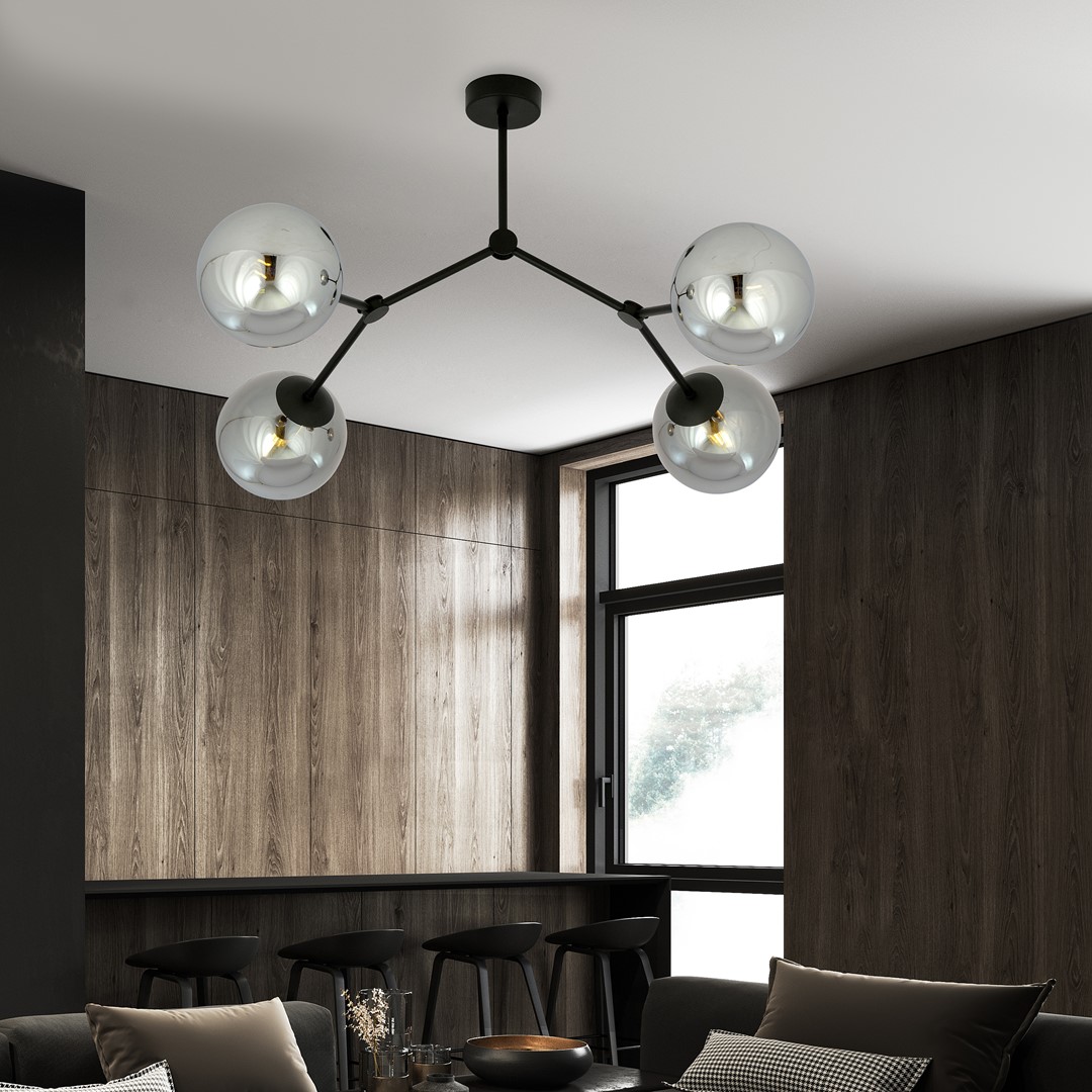 Space 80cm Røgfarvet plafond Fra Emibig Lighting - Mellemrum &ndash; En loftlampe, der passer perfekt ind i den elegante trend og imponerer med sin unikke form og karakteristiske design.