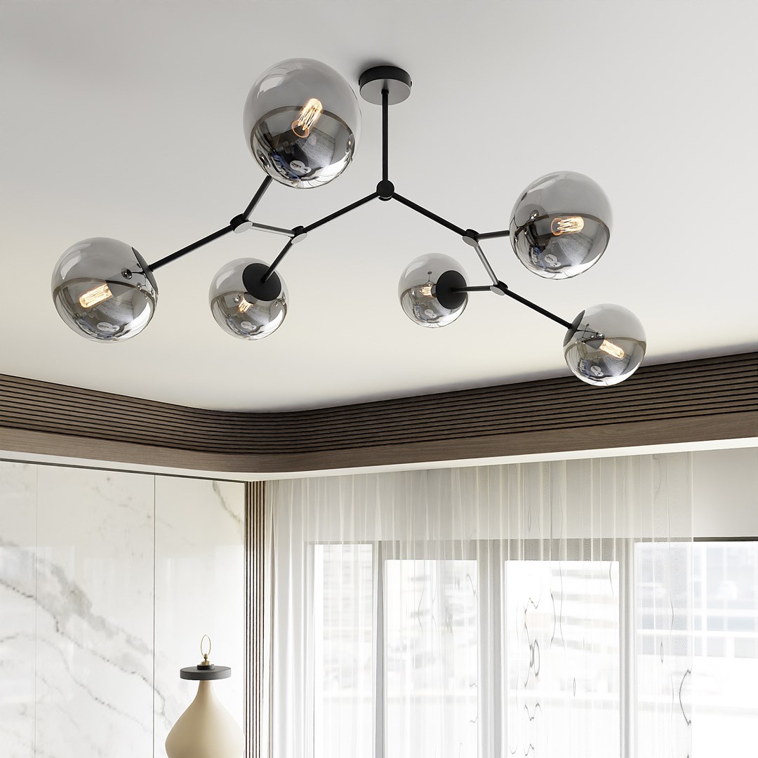 Space 108cm Røgfarvet plafond Fra Emibig Lighting - Mellemrum &ndash; En loftlampe, der passer perfekt ind i den elegante trend og imponerer med sin unikke form og karakteristiske design.