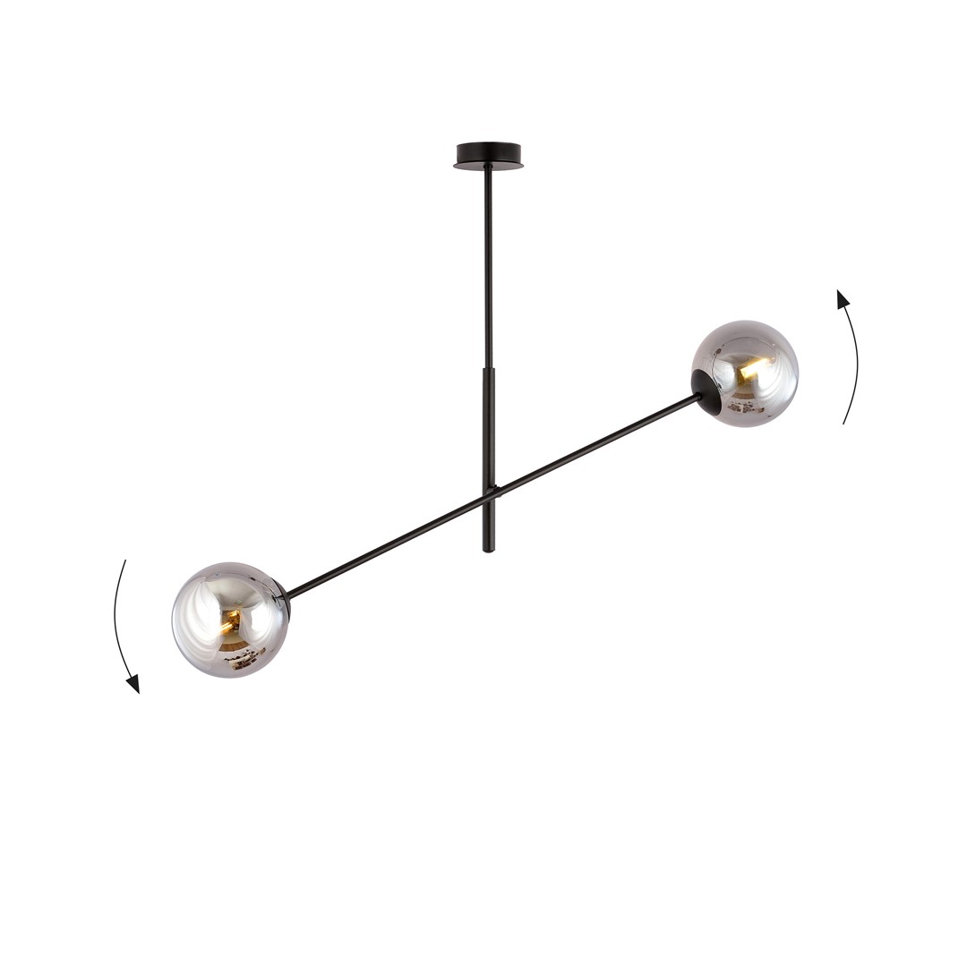 Linear 102cm Røgfarvet loftslampe Fra Emibig Lighting - De tynde glaskupler tilf&oslash;jer elegance og lethed, mens det minimalistiske design giver effektivt lys over st&oslash;rre omr&aring;der og smelter problemfrit ind i forskellige milj&oslash;er.
