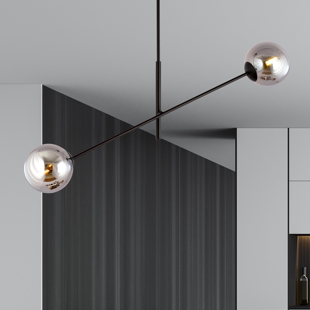 Linear 102cm Røgfarvet loftslampe Fra Emibig Lighting - De tynde glaskupler tilf&oslash;jer elegance og lethed, mens det minimalistiske design giver effektivt lys over st&oslash;rre omr&aring;der og smelter problemfrit ind i forskellige milj&oslash;er.