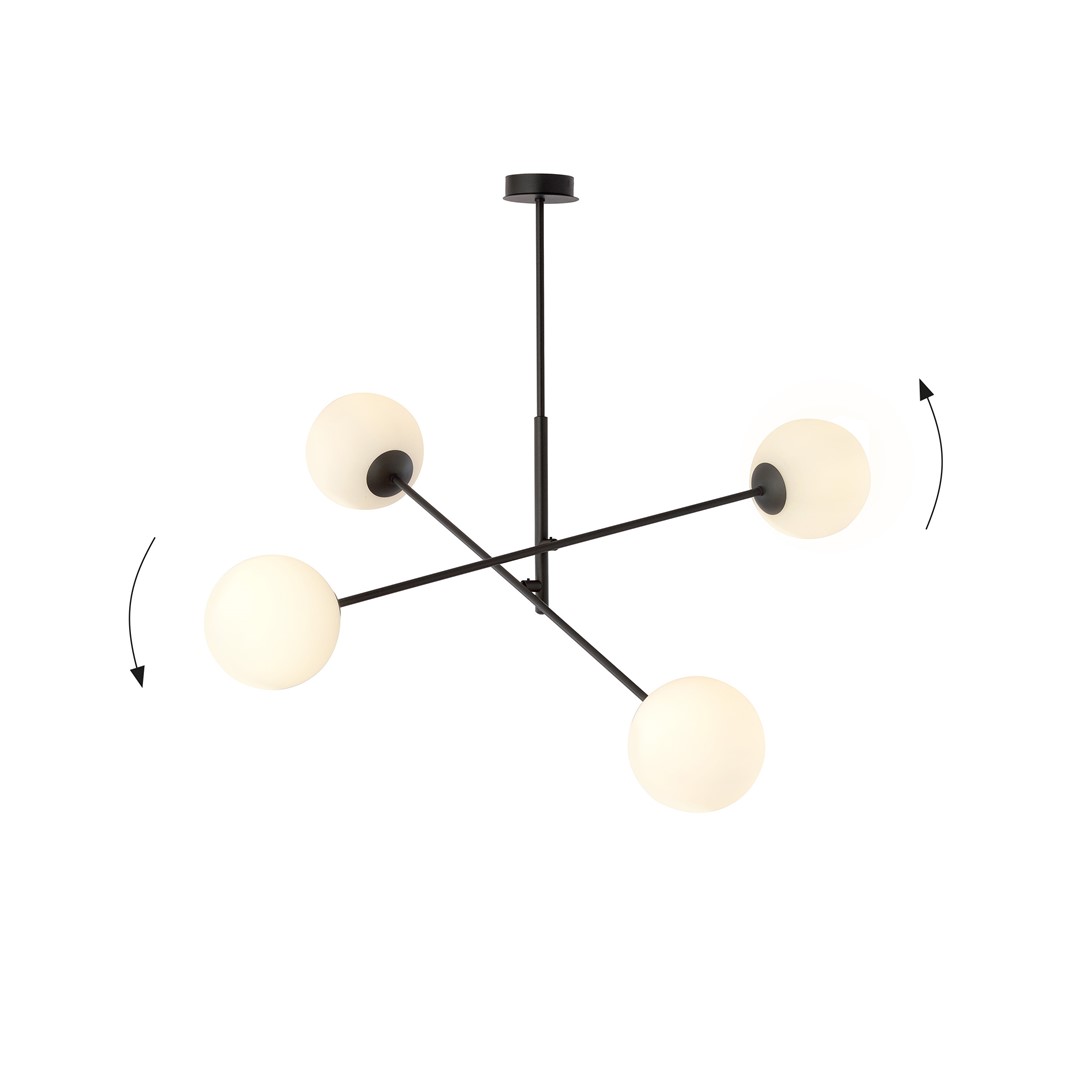 Linear 102cm Hvid loftslampe Fra Emibig Lighting - De tynde glaskupler tilf&oslash;jer elegance og lethed, mens det minimalistiske design giver effektivt lys over st&oslash;rre omr&aring;der og smelter problemfrit ind i forskellige milj&oslash;er.