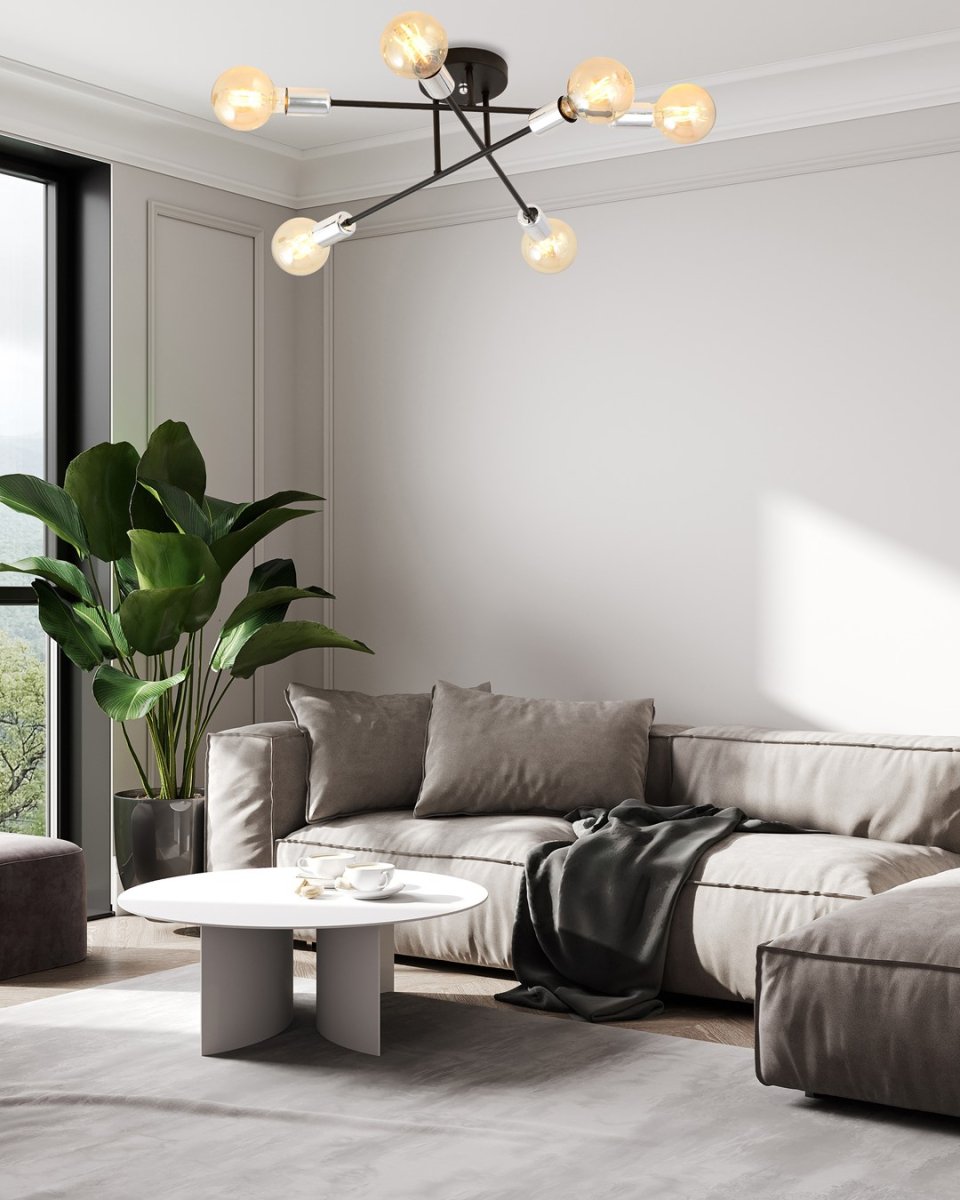 Veken Ø55 Sort/sølv plafond Fra Emibig Lighting - Veken er en serie af loftslamper, der fungerer fremragende som et supplement til b&aring;de moderne og klassisk interi&oslash;r.