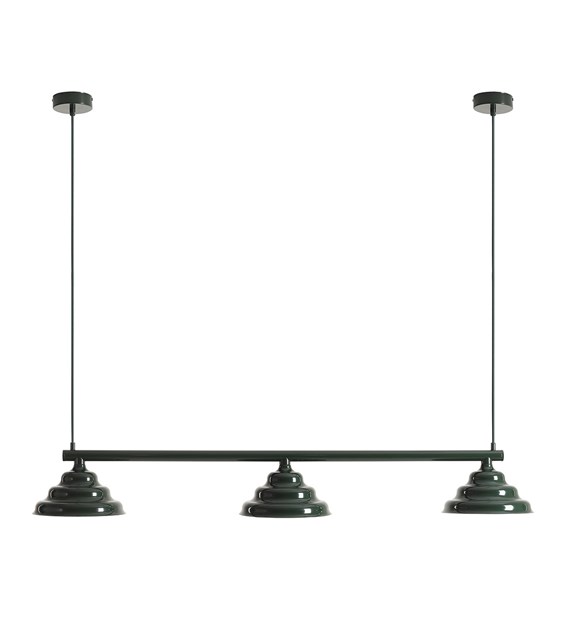 Wave 106cm Mørkegrøn loftslampe Fra Artera - De robuste skærme af metal i en mørkegrøn farve giver en flot spredning af lyset nedad, hvilket gør den perfekt til at hænge over spisebordet eller køkkenet.