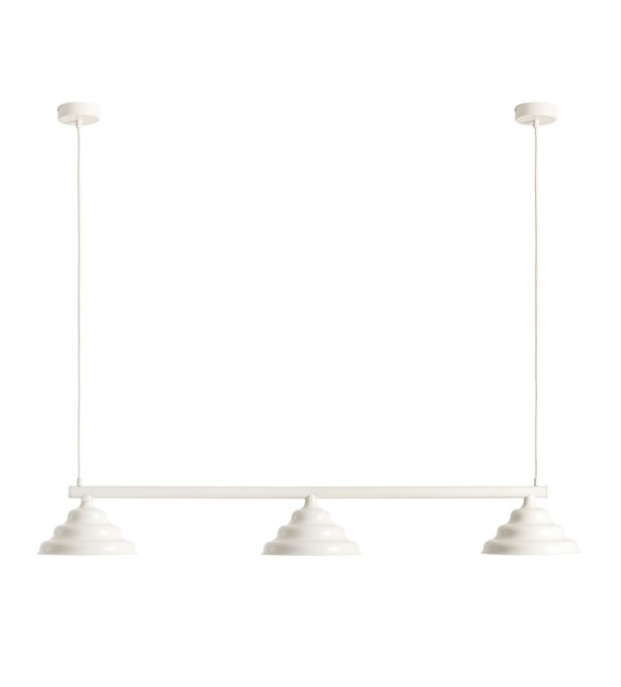 Wave 106cm Cremet hvid loftslampe Fra Artera - De robuste skærme af metal i en cremet hvid farve giver en flot spredning af lyset nedad, hvilket gør den perfekt til at hænge over spisebordet eller køkkenet.