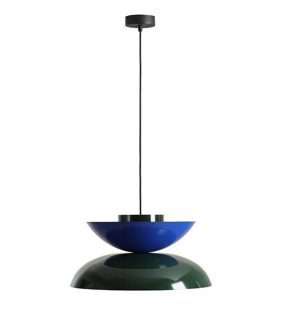 Zoom billede af Millo Ø47 Grøn/blå loftslampe Fra Artera - Med sine farver mørkegrøn, klar blå og sort bliver den et legende og stilfuldt element i interiøret.