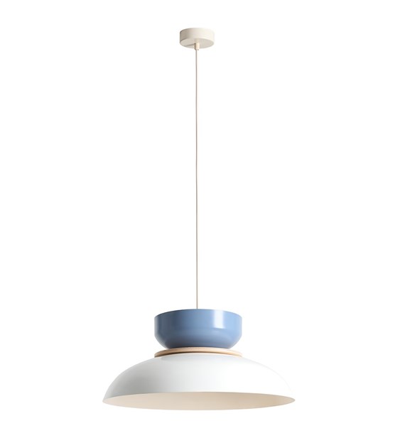 Zoom billede af Aldo Ø47 Hvid/blå loftslampe Fra Artera - Kombinationen af hvid og en matblå skærm skaber en moderne kontrast, der gør lampen til et elegant blikfang.