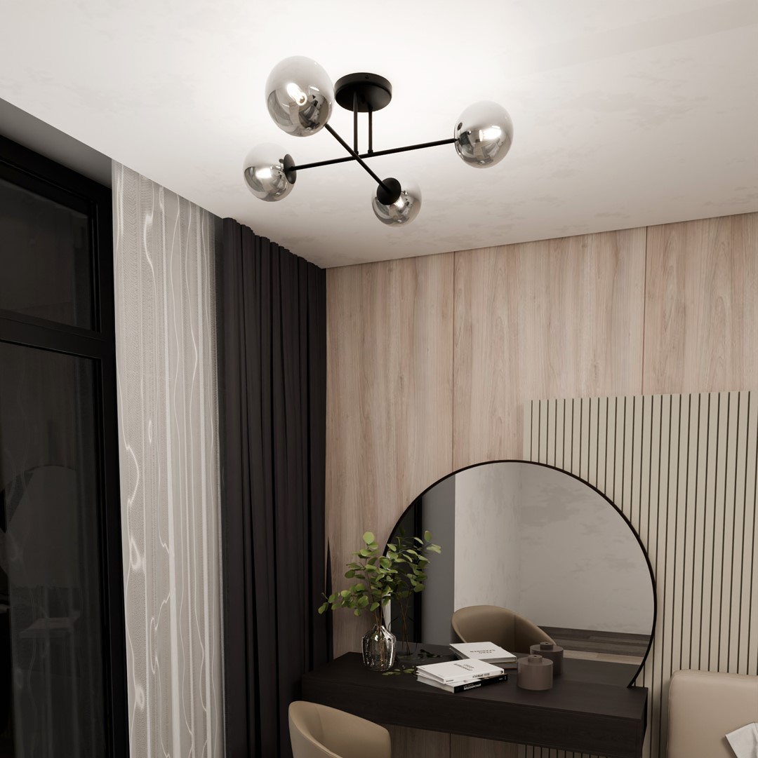 Roma 75cm Røgfarvet plafond Fra Emibig Lighting - Denne elegante loftslampe er skabt til moderne milj&oslash;er, og dens universelle design g&oslash;r den let at integrere i mange forskellige typer rum.