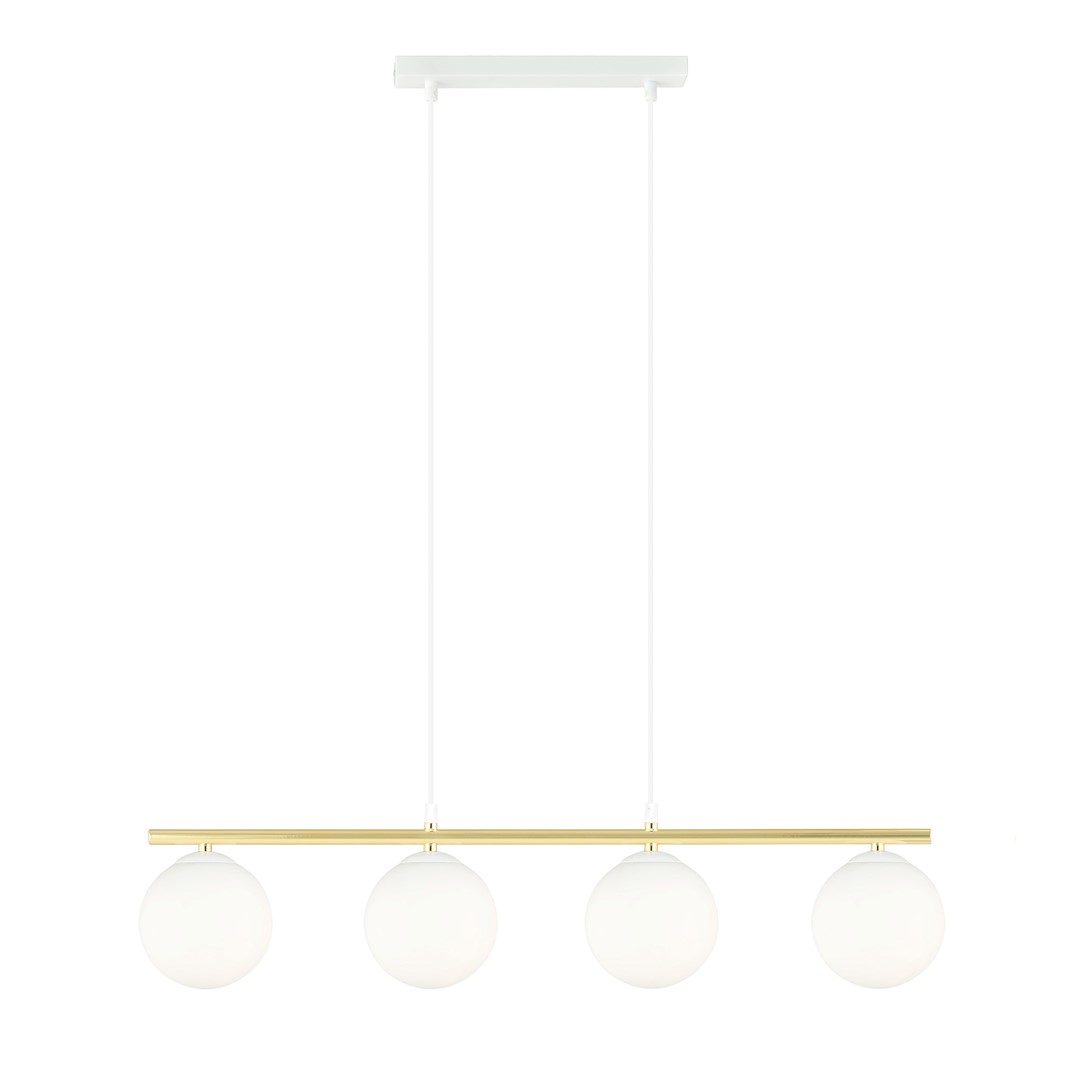 Allora 85cm Hvid loftslampe Fra Emibig Lighting - Den subtile og bl&oslash;de form sammen med elegante gulddetaljer giver lampen et unikt og karakteristisk udseende.