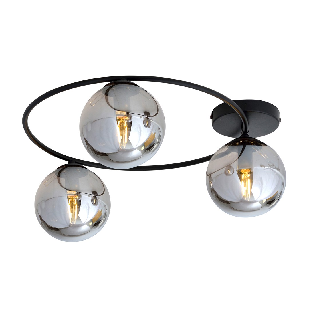 Sopra Ø47 Røgfarvet plafond Fra Emibig Lighting - De r&oslash;gede glassk&aelig;rme tilf&oslash;jer lethed og spreder lyset j&aelig;vnt, hvilket bidrager til behagelig og effektiv rumbelysning.