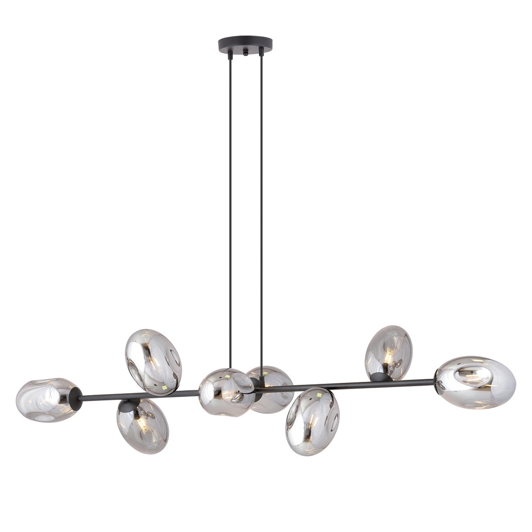 Pandora 140cm Røgfarvet loftslampe Fra Emibig Lighting - Det moderne design er kendetegnet ved unikt formede sk&aelig;rme &ndash; elegant og str&oslash;mlinet &ndash; som tilf&oslash;jer b&aring;de charme og personlighed til rummet.