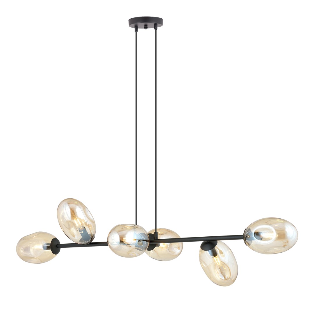 Pandora 120cm Rav loftslampe Fra Emibig Lighting - Det moderne design er kendetegnet ved unikt formede sk&aelig;rme &ndash; elegant og str&oslash;mlinet &ndash; som tilf&oslash;jer b&aring;de charme og personlighed til rummet.