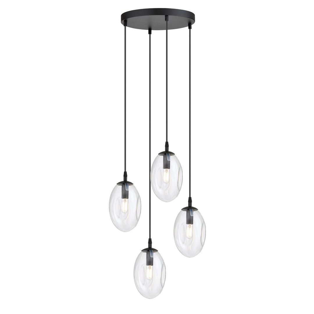 Astral Ø40 Gennemsigtig loftslampe Fra Emibig Lighting - Pendlerne er afsluttet med transparente glaskupler, der spreder et flot og indbydende lys i rummet.