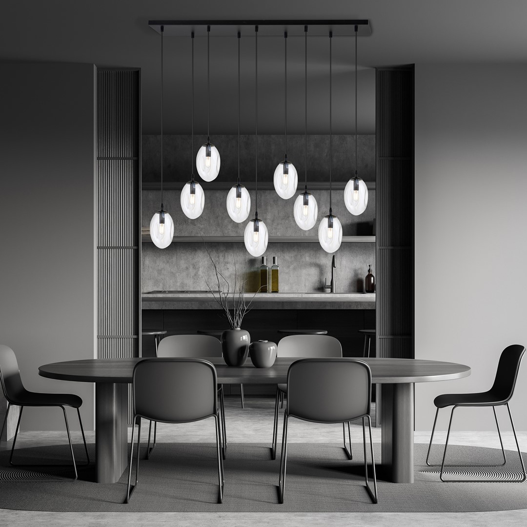 Astral 100cm Gennemsigtig loftslampe Fra Emibig Lighting - Perfekt over spisebordet eller i et åbent rum, hvor lampen kan tage sin plads og blive et naturligt blikfang.