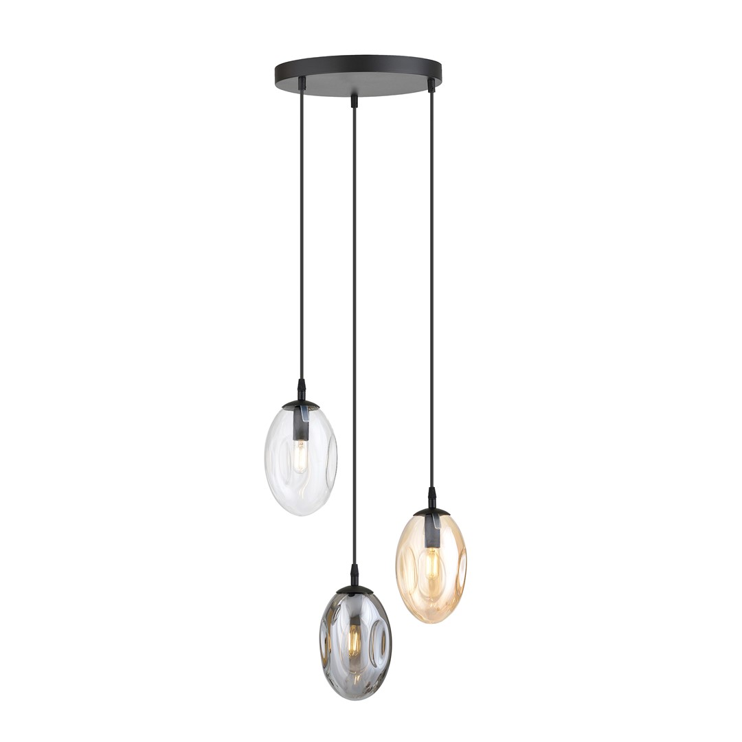 Astral Ø40 Flerfarvet loftslampe Fra Emibig Lighting - Pendlerne er afsluttet med flerfarvede glaskupler, der spreder et varmt og indbydende lys i rummet.