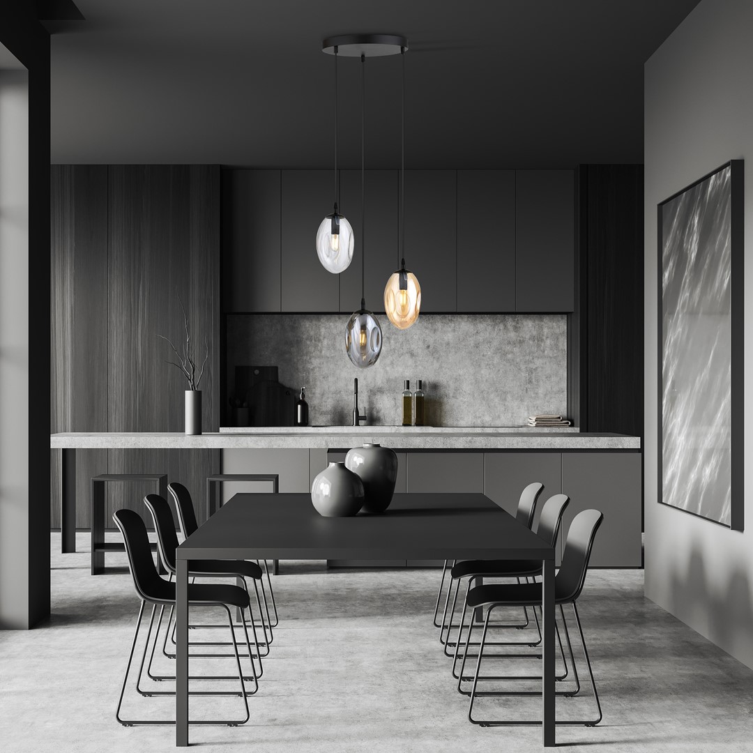 Astral Ø40 Flerfarvet loftslampe Fra Emibig Lighting - Pendlerne er afsluttet med flerfarvede glaskupler, der spreder et varmt og indbydende lys i rummet.