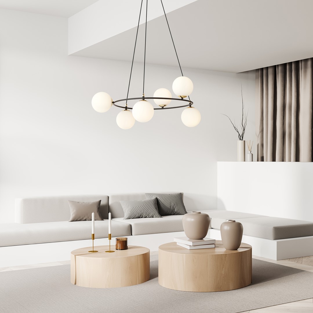 Azura Ø75 loftslampe Fra Emibig Lighting - Azura pendel er lavet af sort stål og er komplet med grafitkupler.