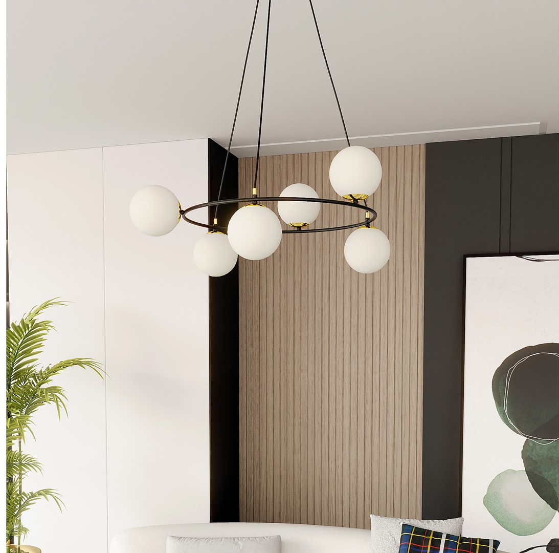 Azura Ø75 loftslampe Fra Emibig Lighting - Azura pendel er lavet af sort stål og er komplet med grafitkupler.