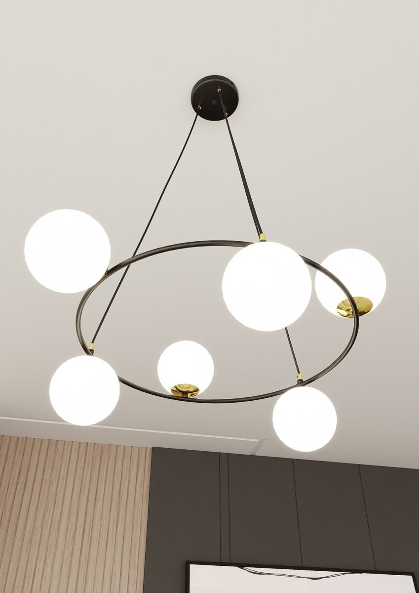 Azura Ø75 loftslampe Fra Emibig Lighting - Azura pendel er lavet af sort stål og er komplet med grafitkupler.