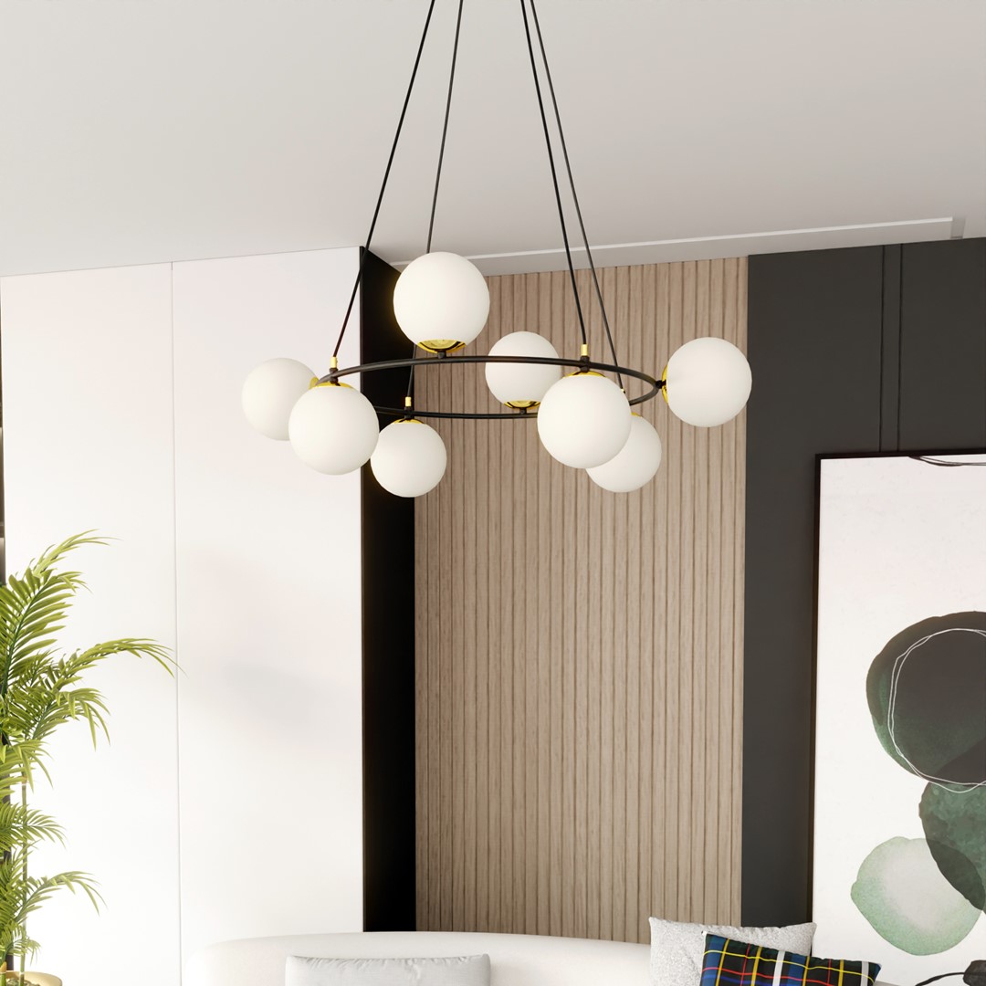 Azura Ø75 Hvid Fra Emibig Lighting - Fremstillet af sort st&aring;l og suppleret med opalglassk&aelig;rme, skaber det et harmonisk og stilfuldt indtryk.